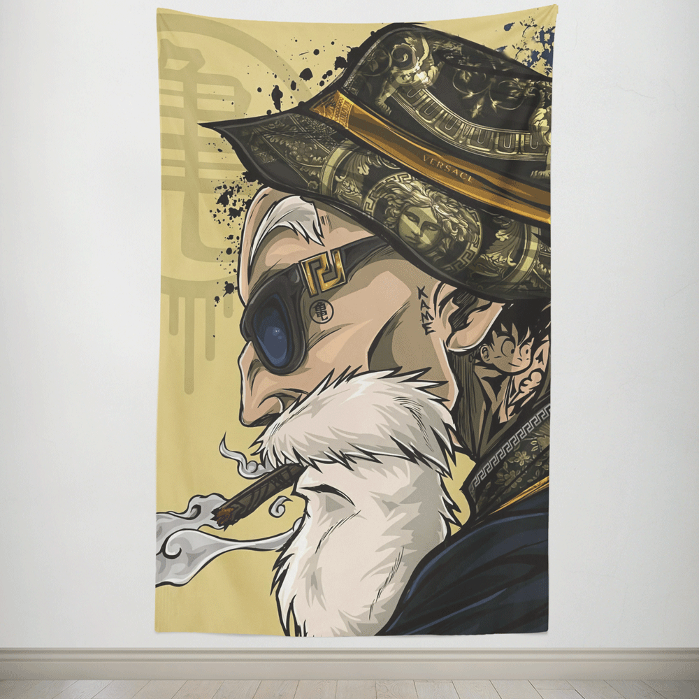 Dragon Ball Hand-Drawn Master Roshi Yellow Tapestry-Taspetry-Monkey Ninja-100cm * 150cm-Monkey Ninja