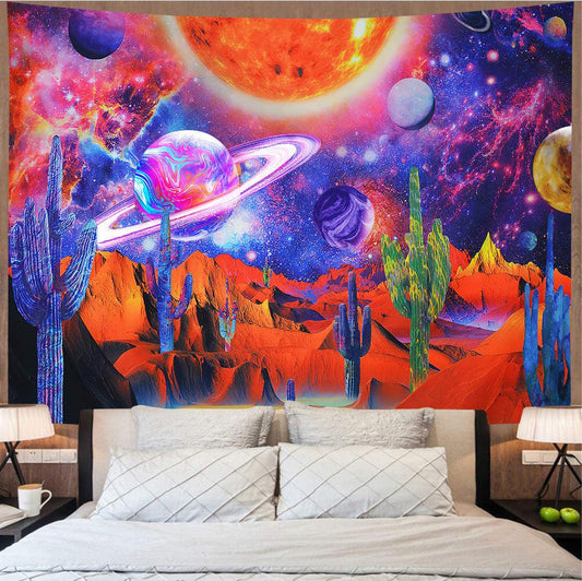Trippy Galaxy Solar System Tapestry