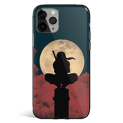 Naruto Itachi Squat on Wire Pole Tempered Glass Soft Silicone iPhone Case