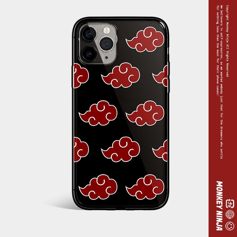 Naruto Akatsuki Red Clouds Tempered Glass Soft Silicone iPhone Case