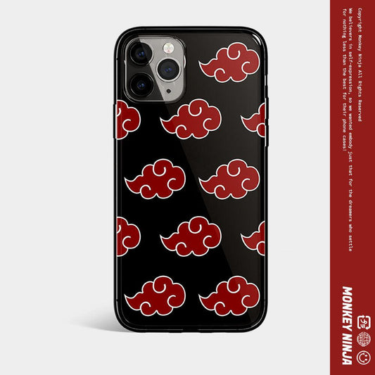 Naruto Akatsuki Red Clouds Tempered Glass Soft Silicone iPhone Case-Phone Case-Monkey Ninja-iPhone X/XS-Tempered Glass-Monkey Ninja