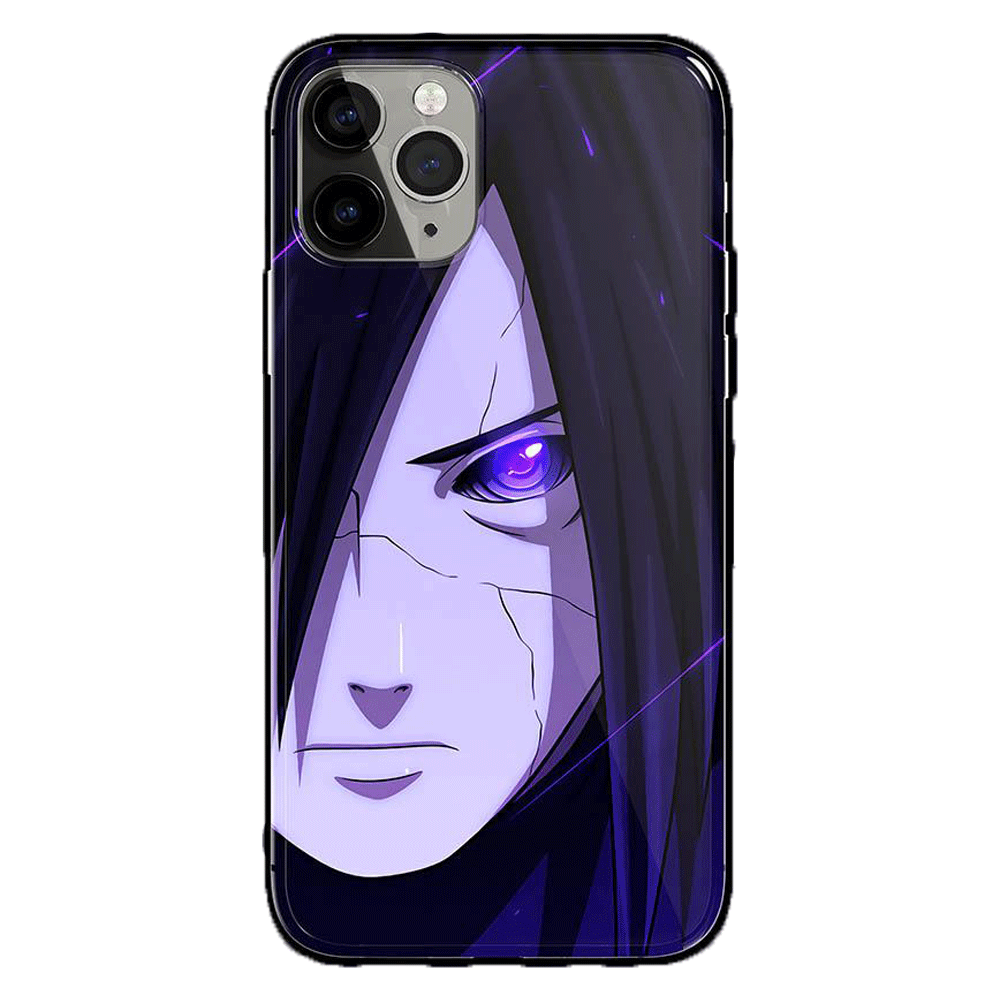 Itachi Sharingan & Madara Rinnegan Tempered Glass Soft Silicone iPhone Case