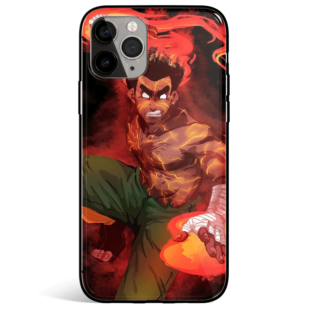 Fury Rock Lee Taijutsu Eight Gates Tempered Glass Soft Silicone iPhone Case-Phone Case-Monkey Ninja-iPhone XR-A-Tempered Glass-Monkey Ninja