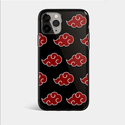 Naruto Akatsuki Red Clouds Tempered Glass Soft Silicone iPhone Case