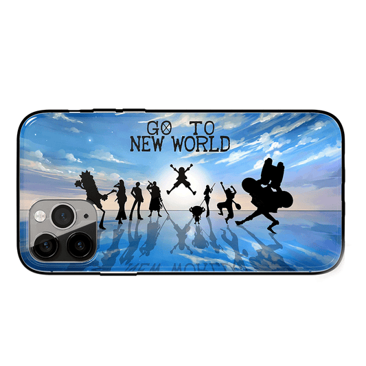 One Piece Mugiwara Crew Silhouette iPhone Tempered Glass Soft Silicone Phone Case