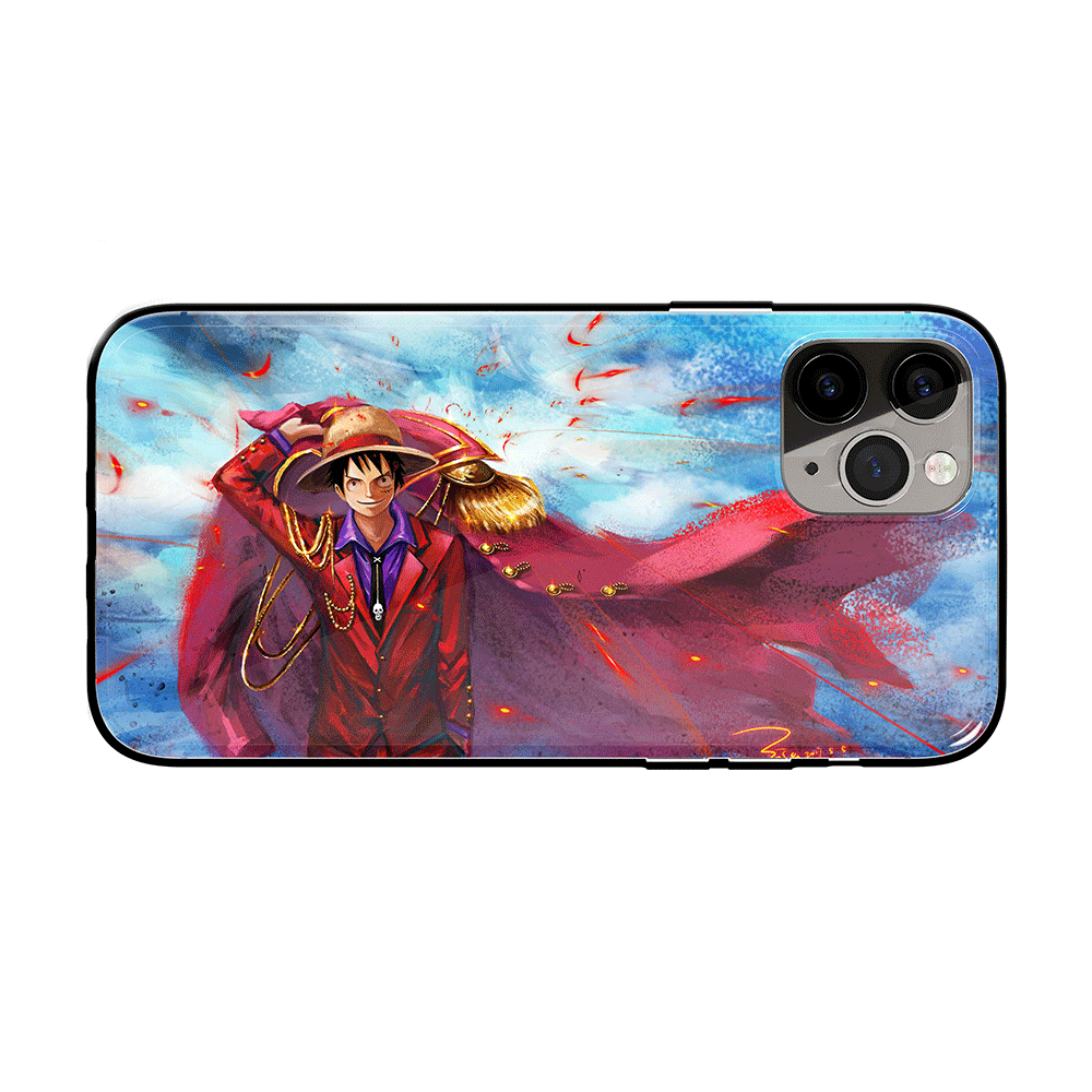 One Piece Luffy King Pirate iPhone Tempered Glass Soft Silicone Phone Case