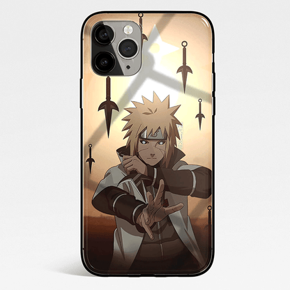 Naruto Minato Yellow Flash Tempered Glass Soft Silicone iPhone Case