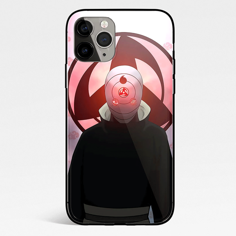 Naruto Obito Uchiha and Sharingan Tempered Glass Soft Silicone iPhone Case