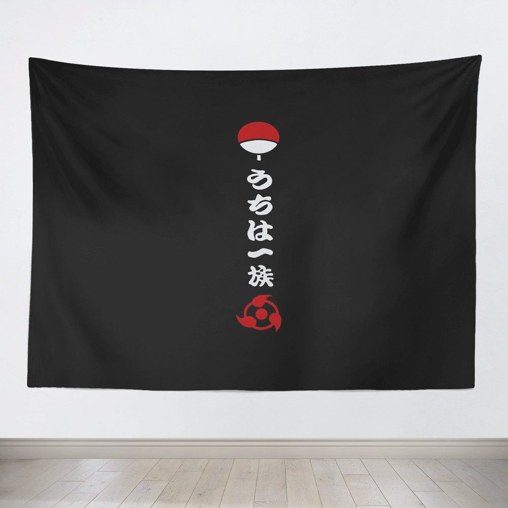 Naruto Uchiha Clans Crest Black Tapestry