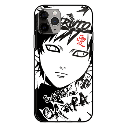 Naruto Characters Sketch Tempered Glass Phone Case- Gaara Minato Hinata Shikamaru