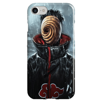 Tobi/Obito with Akatsuki Cloak in the Rain Tempered Glass Soft Silicone iPhone Case