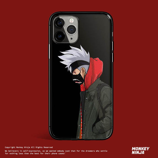 Stylish Naruto Kakashi Itachi Tempered Glass iPhone Case