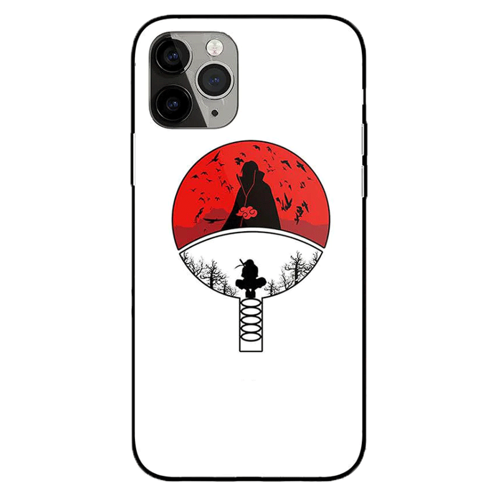 Uchiha Clans Crest Tempered Glass Soft Silicone iPhone Case - Two Styles
