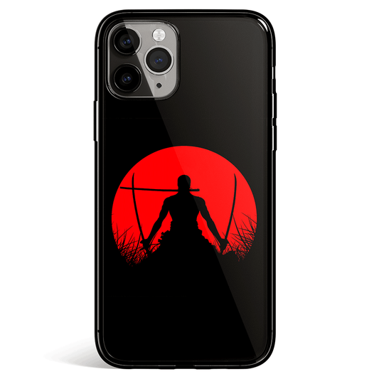 One Piece Zoro & Sunset iPhone Tempered Glass Soft Silicone Phone Case-Phone Case-Monkey Ninja-iPhone X/XS-Tempered Glass-Monkey Ninja