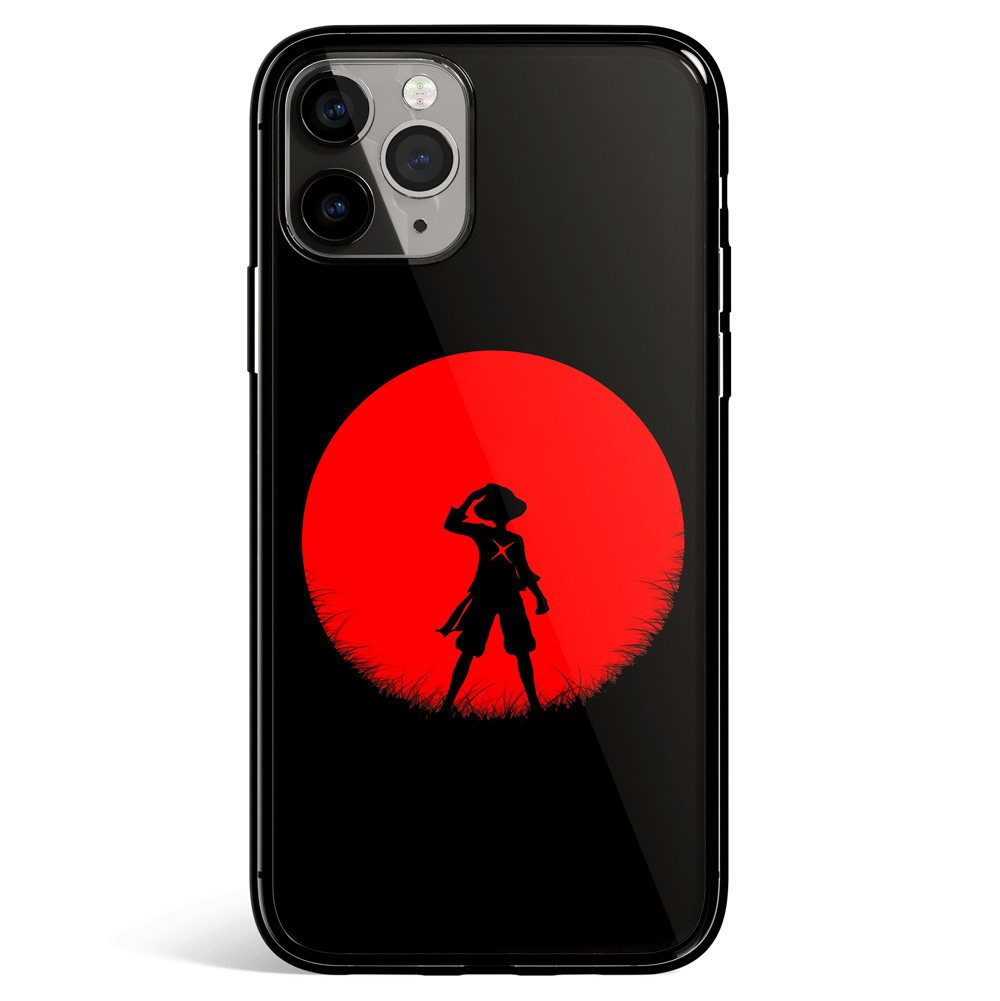 One Piece Luffy & Sunset iPhone Tempered Glass Phone Case