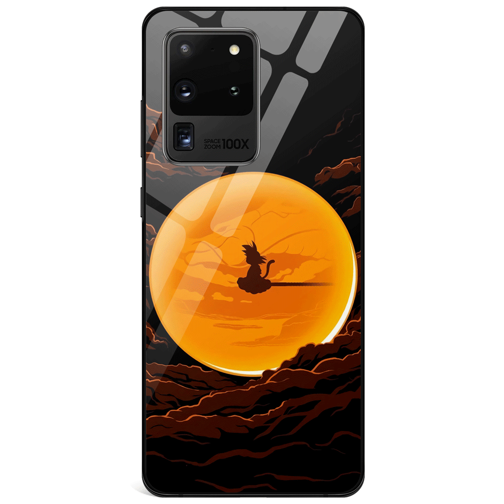 The Dragon Ball and Goku Cloud Tempered Glass Samsung Phone Case