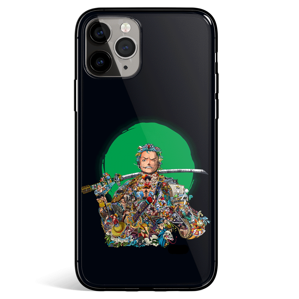 One Piece Whole Life of Zoro iPhone Tempered Glass Phone Case
