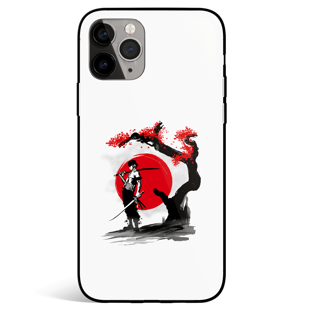 One Piece Zoro Ink Painting iPhone Tempered Glass Phone Case