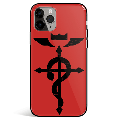 Fullmetal Alchemist Edward Elric Symbol Tempered Glass Soft Silicone iPhone Case