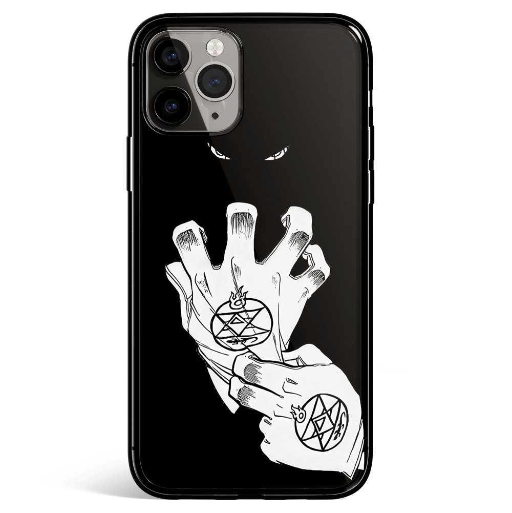 Fullmetal Alchemist Mustang Hand Tempered Glass Soft Silicone iPhone Case