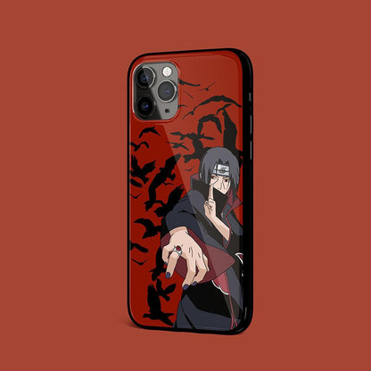 Itachi Sharingan & Summon Crows Bunshinjutsu Tempered Glass Samsung Phone Case