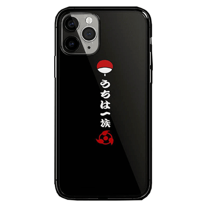 Uchiha Clans Crest Tempered Glass Soft Silicone iPhone Case - Two Styles
