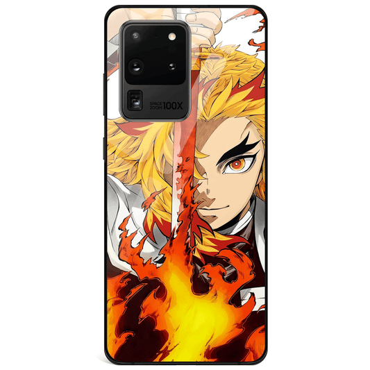 Demon Slayer Kyojuro Rengoku Flame Hashira Tempered Glass Samsung Case-Phone Case-Monkey Ninja-Monkey Ninja