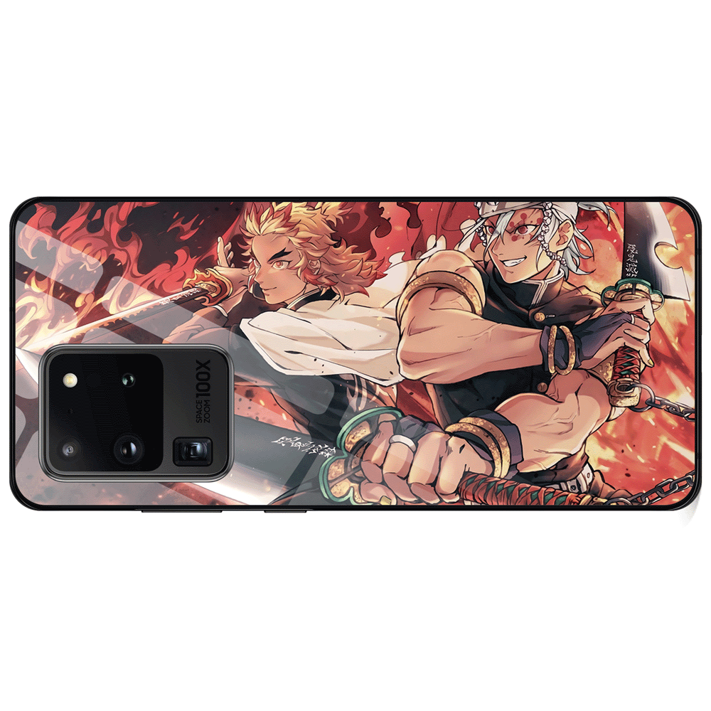 Demon Slayer Kyojuro Rengoku one Tempered Glass Samsung Case-Phone Case-Monkey Ninja-Monkey Ninja