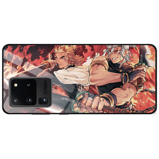 Demon Slayer Kyojuro Rengoku one Tempered Glass Samsung Case-Phone Case-Monkey Ninja-Monkey Ninja