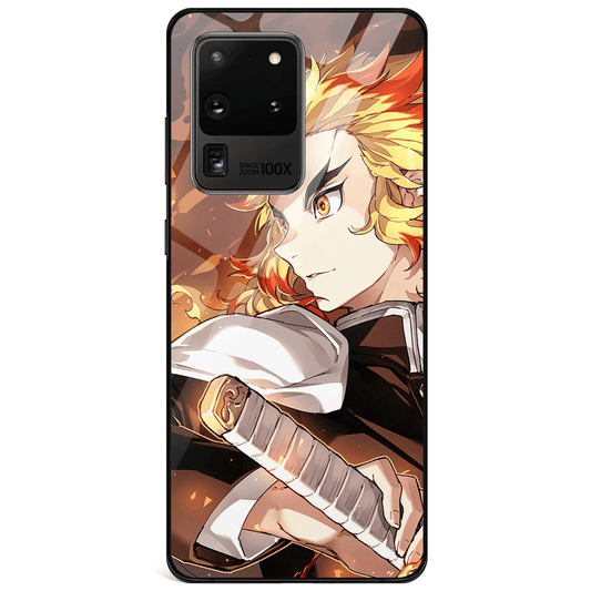 Demon Slayer Kyojuro Rengoku two Tempered Glass Samsung Case-Phone Case-Monkey Ninja-Monkey Ninja