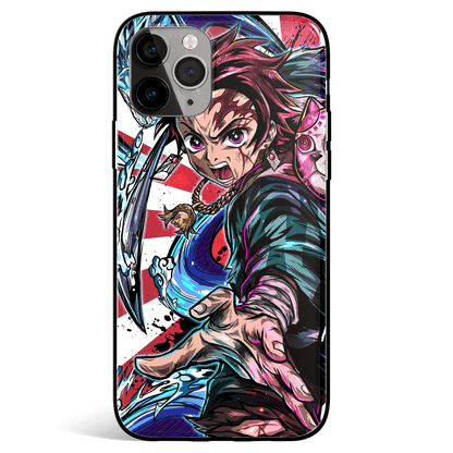 Demon Slayer Fury Tanjiro Kamado Tempered Glass Soft Silicone iPhone Case-Phone Case-Monkey Ninja-iPhone X/XS-Tempered Glass-Monkey Ninja