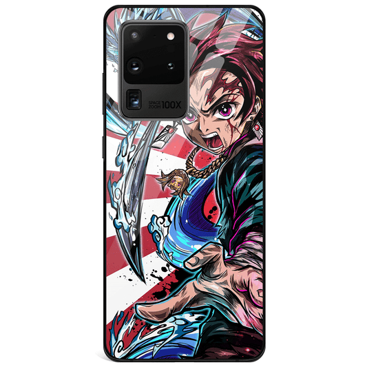 Demon Slayer Fury Tanjiro Kamado Tempered Glass Samsung Case-Phone Case-Monkey Ninja-Galaxy S9-Monkey Ninja