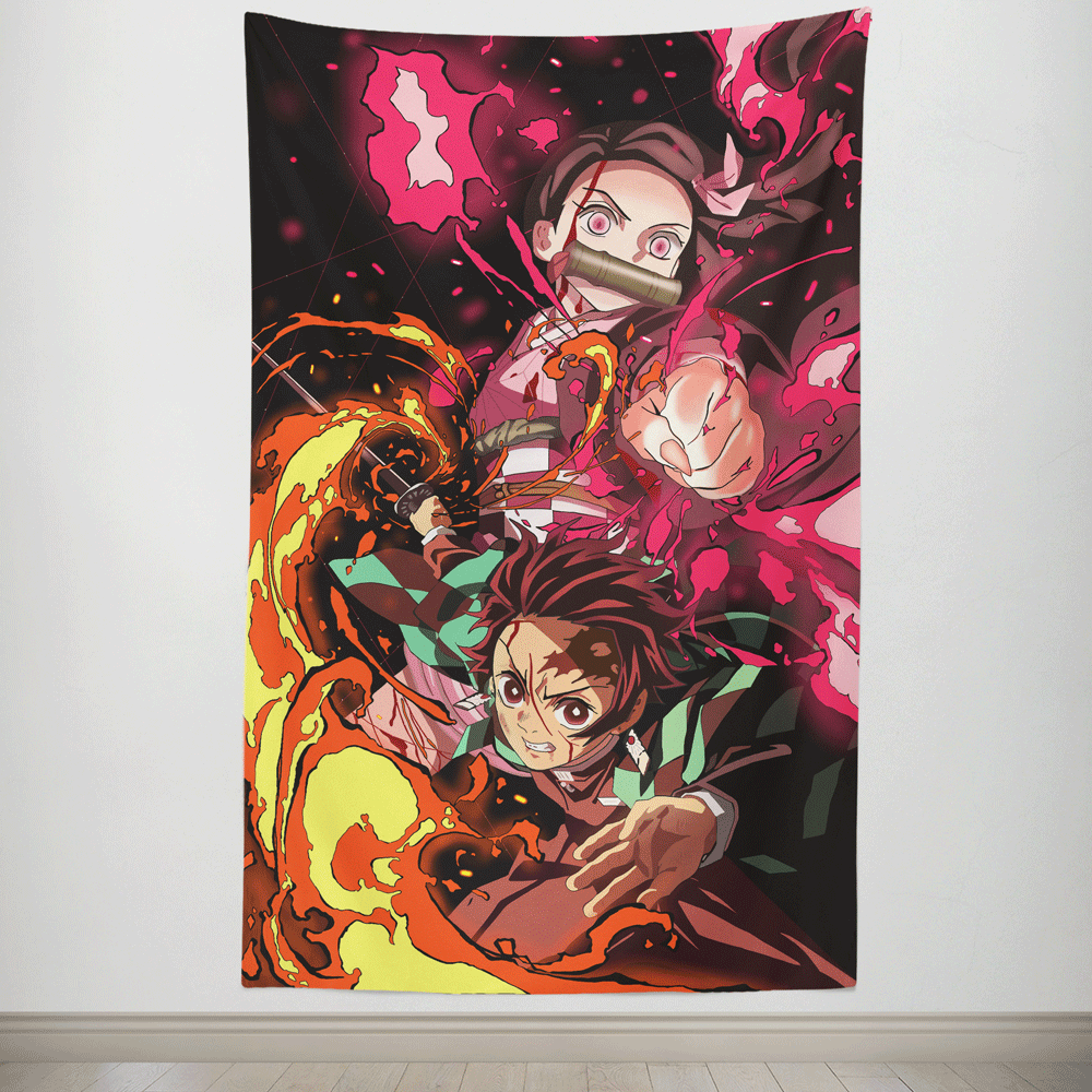 Demon Slayer Tanjiro and Nezuko Tapestry-Taspetry-Monkey Ninja-100cm * 150cm-Monkey Ninja