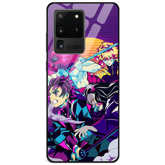 Demon Slayer Tanjiro Inosuke Zenitsu Tempered Glass Samsung Case-Phone Case-Monkey Ninja-Galaxy S9-Monkey Ninja