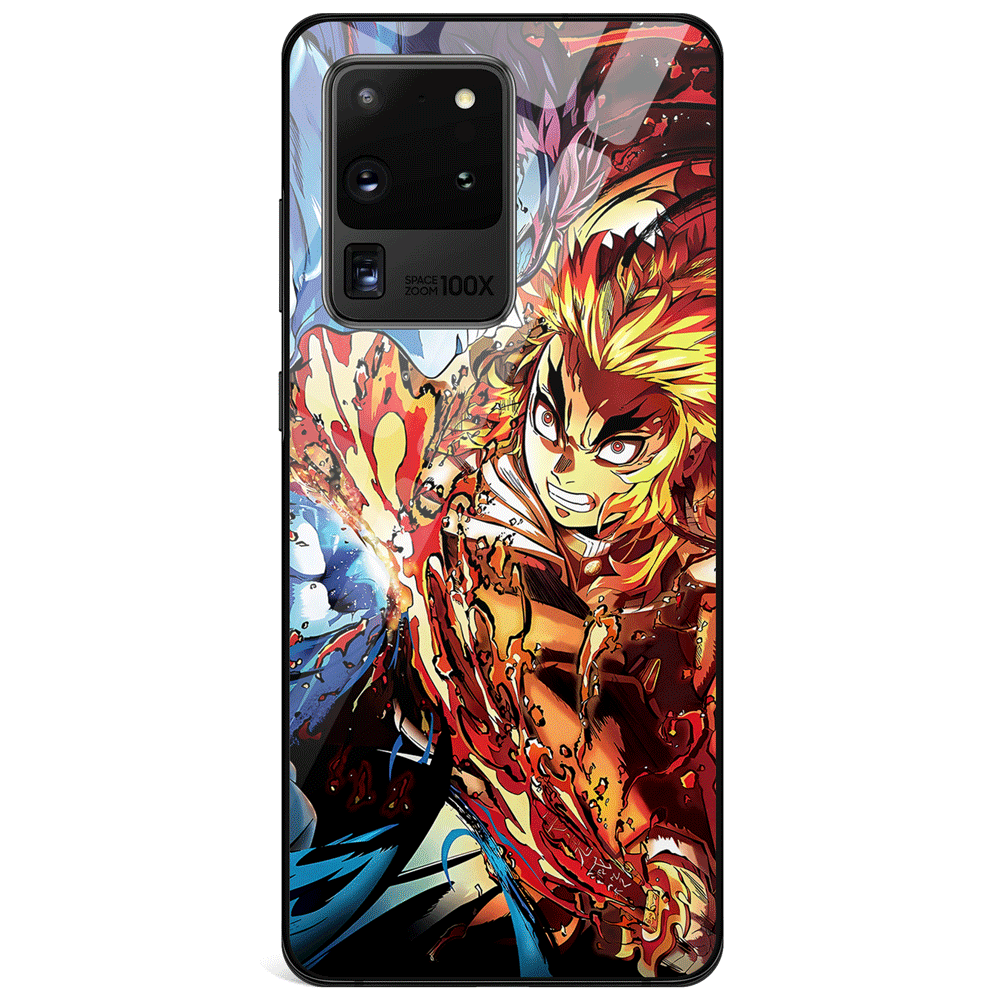 Demon Slayer Kyojuro Battle on the Infinite Train Tempered Glass Samsung Case-Phone Case-Monkey Ninja-Monkey Ninja