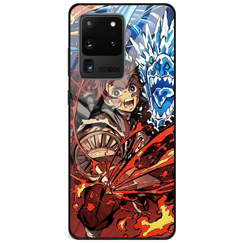 Demon Slayer Tanjiro Battle on the Infinite Train Tempered Glass Samsung Case-Phone Case-Monkey Ninja-Monkey Ninja