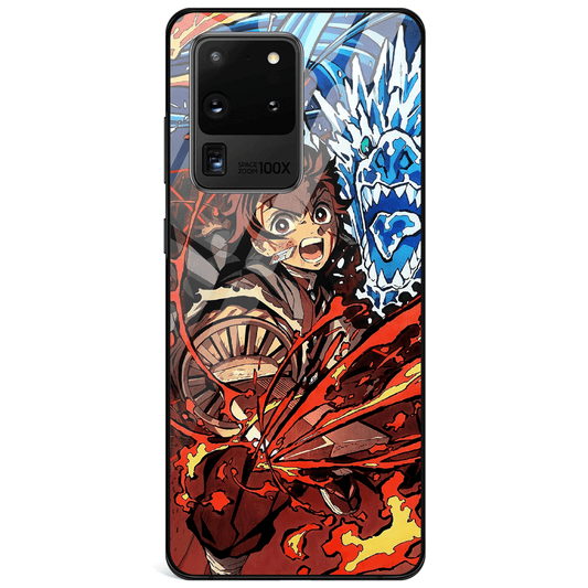 Demon Slayer Tanjiro Battle on the Infinite Train Tempered Glass Samsung Case-Phone Case-Monkey Ninja-Monkey Ninja