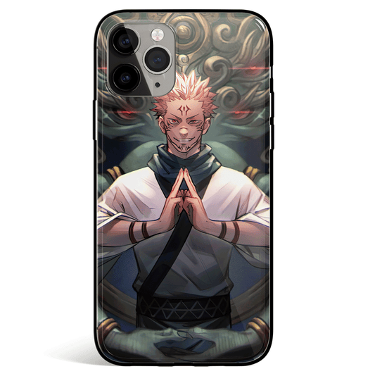 Jujutsu Kaisen Sukuna Malevolent Shrine Two Tempered Glass Soft Silicone iPhone Case