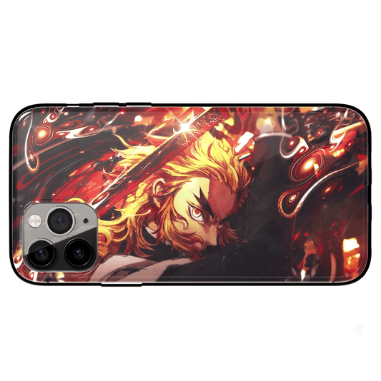 Demon Slayer Kyojuro Flame Breathing Ninth Form Rengoku Tempered Glass Soft Silicone iPhone Case-Phone Case-Monkey Ninja-iPhone X/XS-Tempered Glass-Monkey Ninja