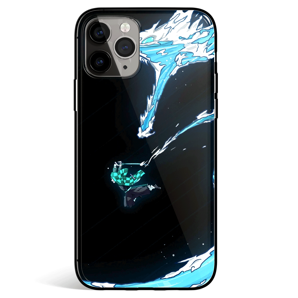 Demon Slayer Tanjiro Water One Hashira Tempered Glass Soft Silicone iPhone Case-Phone Case-Monkey Ninja-iPhone X/XS-Tempered Glass-Monkey Ninja
