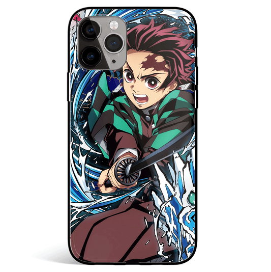 Demon Slayer Tanjiro Water Two Hashira Tempered Glass Soft Silicone iPhone Case-Phone Case-Monkey Ninja-iPhone X/XS-Tempered Glass-Monkey Ninja