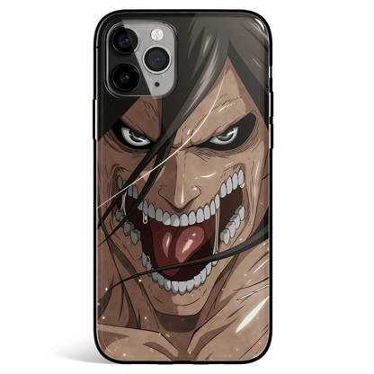 Attack on Titan Eren Titan Form Tempered Glass Soft Silicone iPhone Case