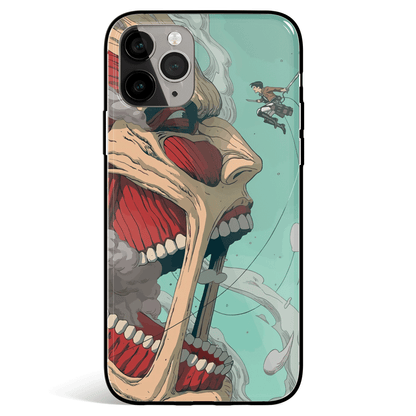 Attack on Titan Colossus Titan Opening Mouth Tempered Glass Soft Silicone iPhone Case