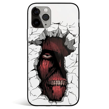 Attack on Titan Wall Titan Tempered Glass Soft Silicone iPhone Case