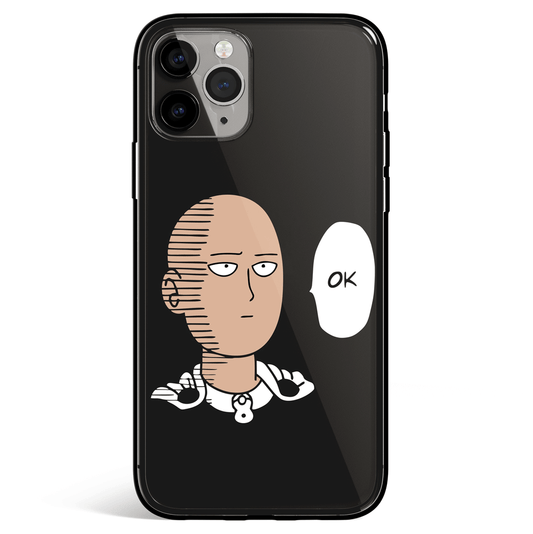 One Punch Man Saitama Oh Ok Tempered Glass Soft Silicone iPhone Case-Phone Case-Monkey Ninja-iPhone X/XS-Tempered Glass-Monkey Ninja