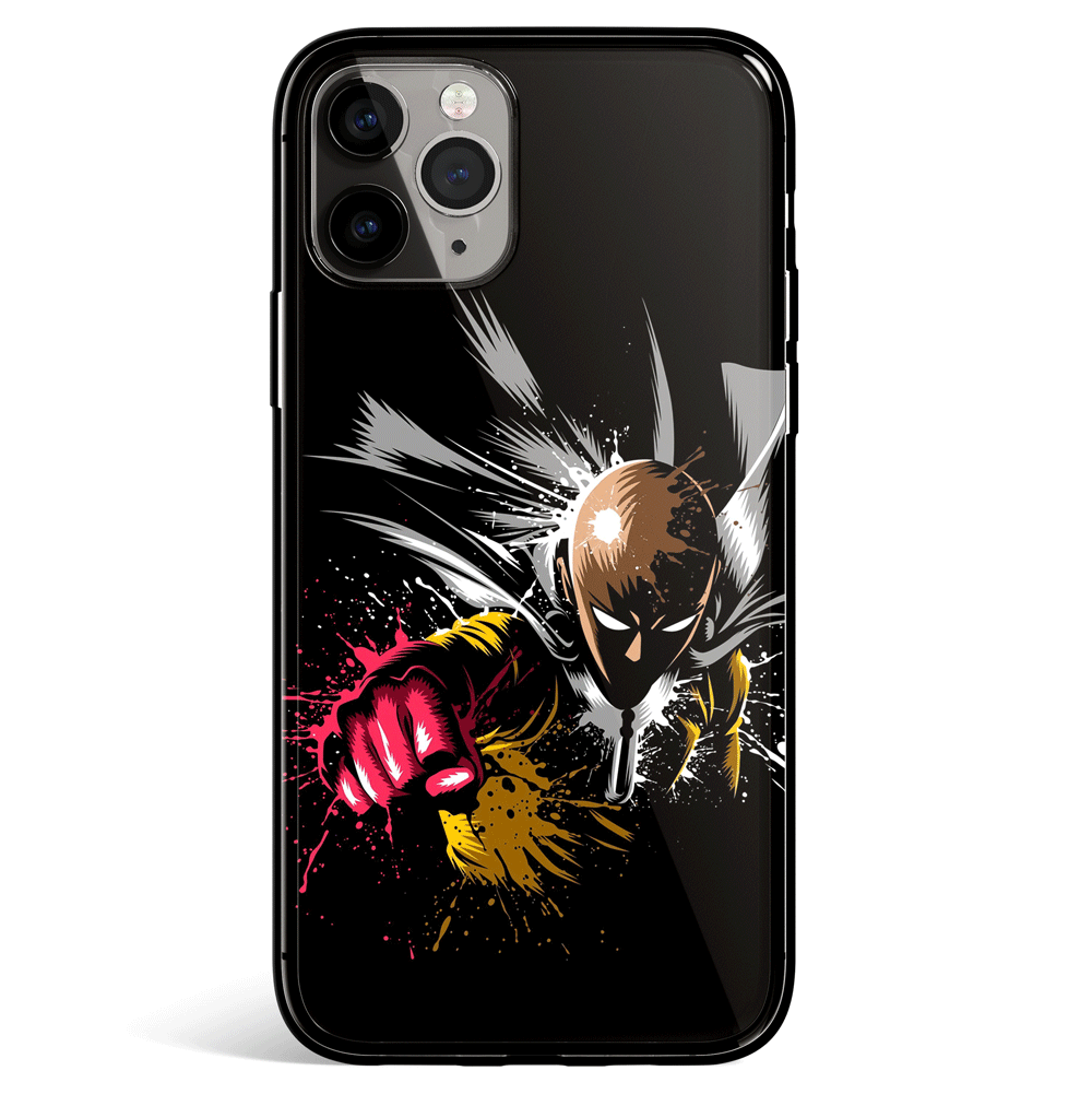 One Punch Man Graffiti Tempered Glass Soft Silicone iPhone Case