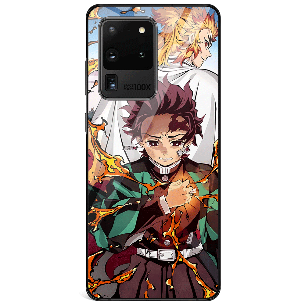 Demon Slayer Tanjiro and Kypjuro Tempered Glass Samsung Case-Phone Case-Monkey Ninja-Monkey Ninja