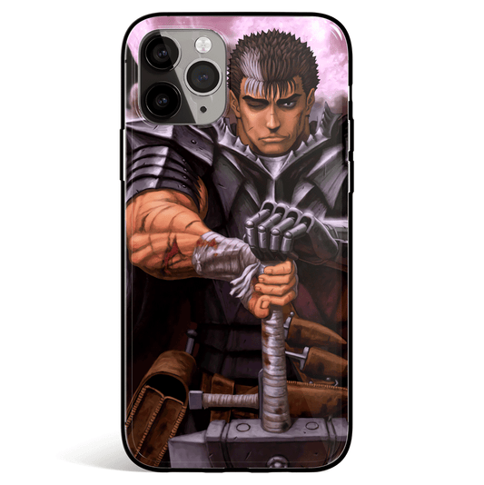 Berserk Black Swordsman Guts 2 Tempered Glass Soft Silicone iPhone Case-Phone Case-Monkey Ninja-iPhone X/XS-Tempered Glass-Monkey Ninja