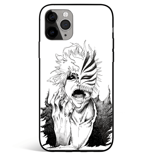 Bleach Hollowfied Ichigo Sketch Tempered Glass Soft Silicone iPhone Case-Phone Case-Monkey Ninja-iPhone XR-Tempered Glass-Monkey Ninja