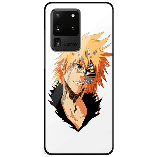 Bleach Hollowfied Ichigo head portrait Tempered Glass Samsung Phone Case-Phone Case-Monkey Ninja-Galaxy S9-Monkey Ninja